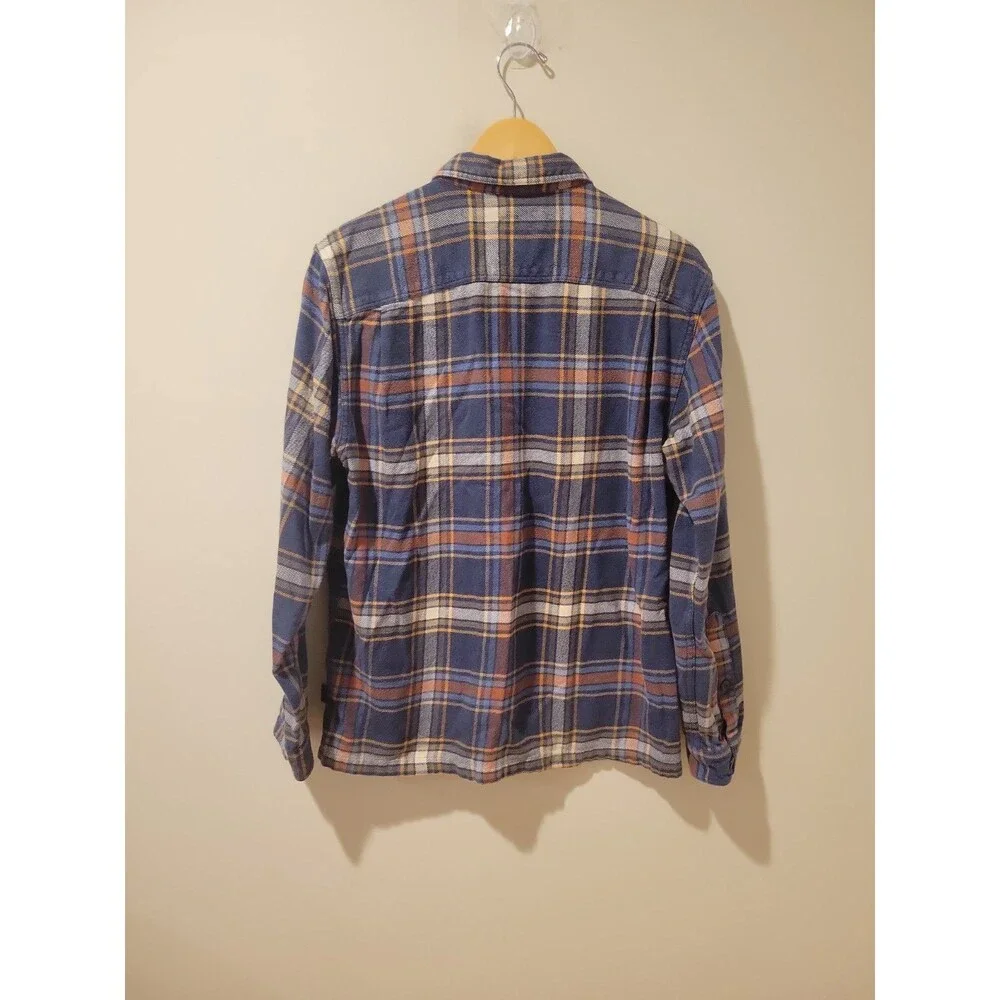 Patagonia Fjord Flannel Shirt Men's Organic Cotton Blue Plaid Button Front Top